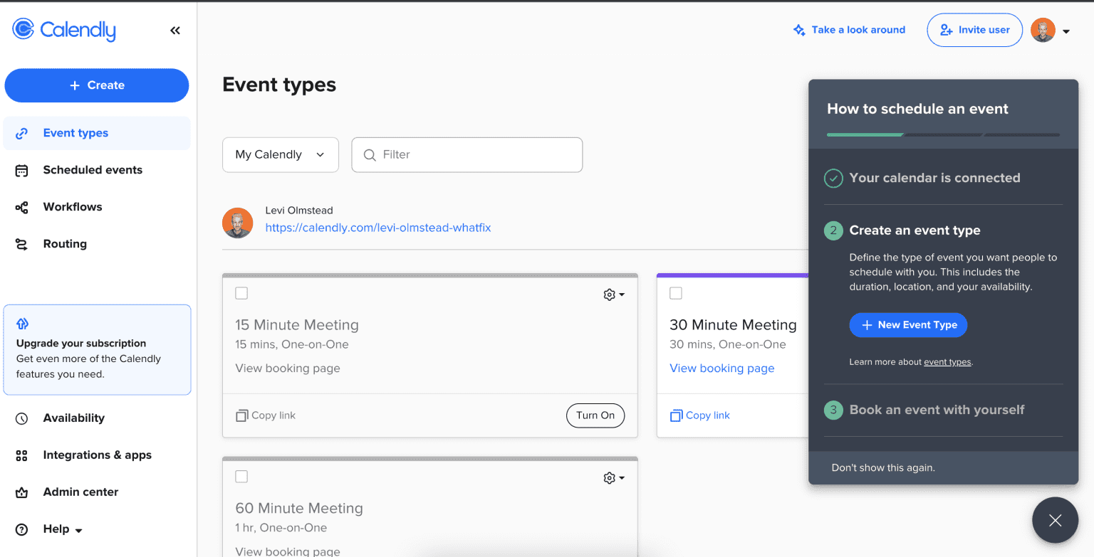 Calendly’s onboarding checklist